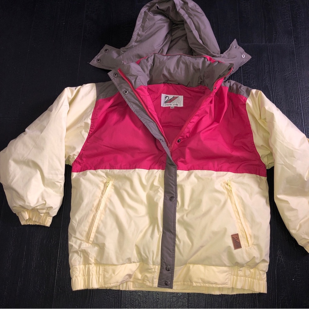 Vintage SWAN Genuine Feather Down Fill Ski Puffer Coat Hooded‎ XL women’s